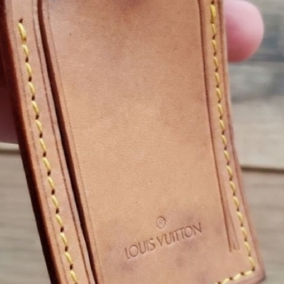 Louis Vuitton Tan Leather Bag Tag Used Authentic #A221 - Picture 2 of 5
